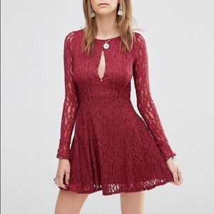 Free People Burgundy Lace Dress